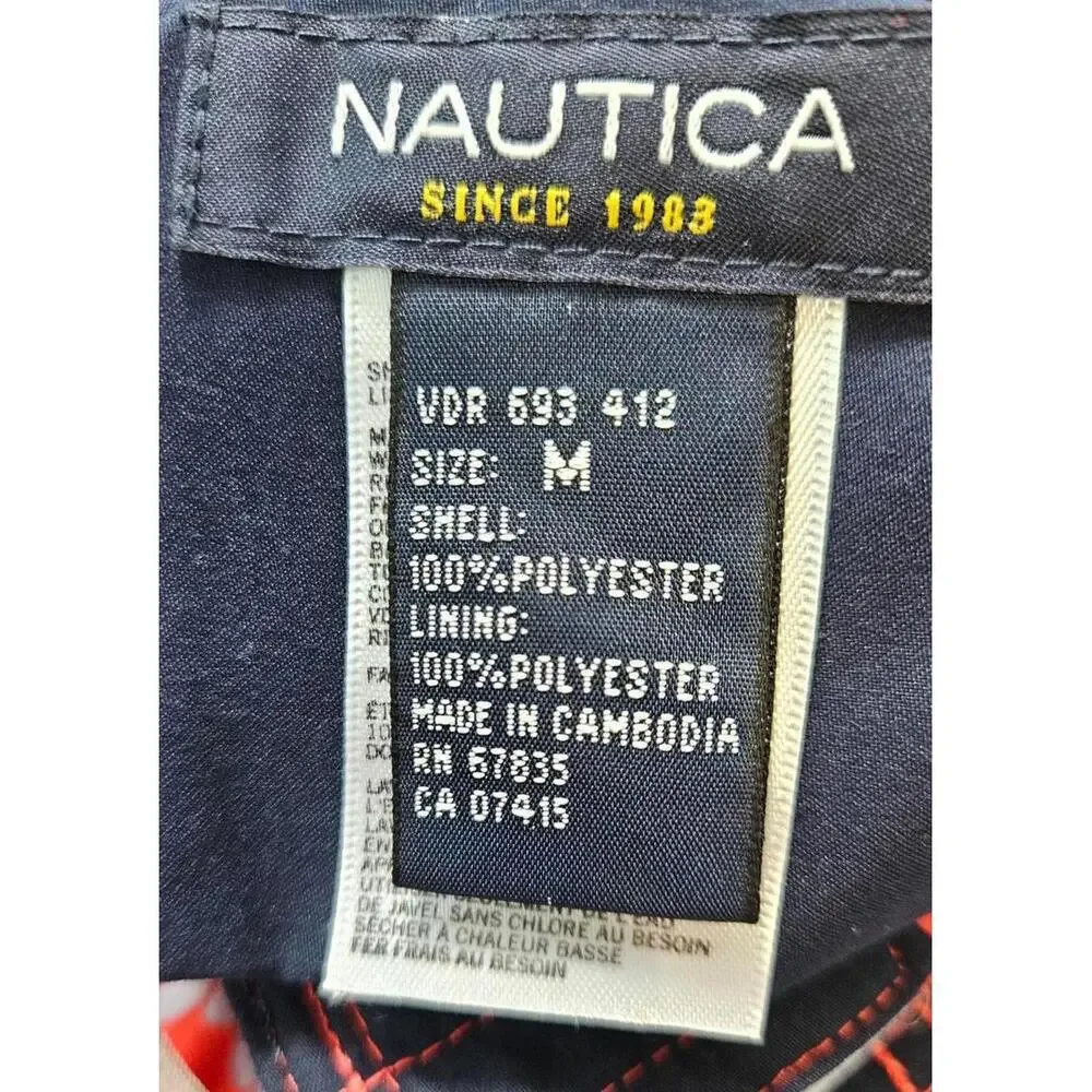 Nautica Men's Floral Tropical Hawaiian Print Swim Trunks Red &‎ Blue Size Medium